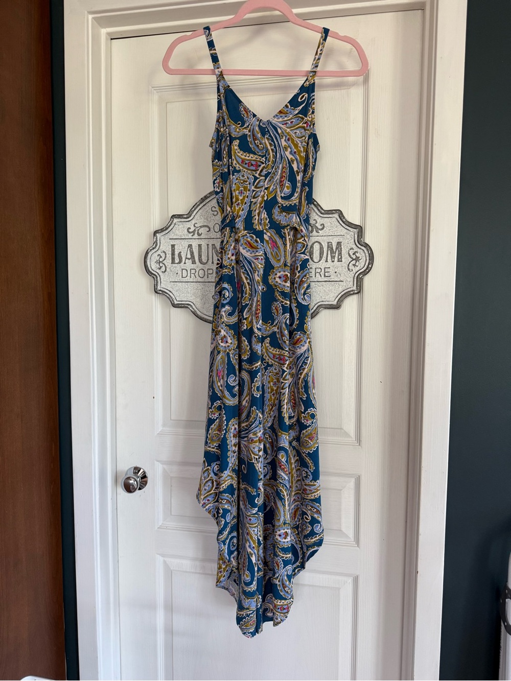 MSK Blue Paisley Asymmetrical Jumpduit